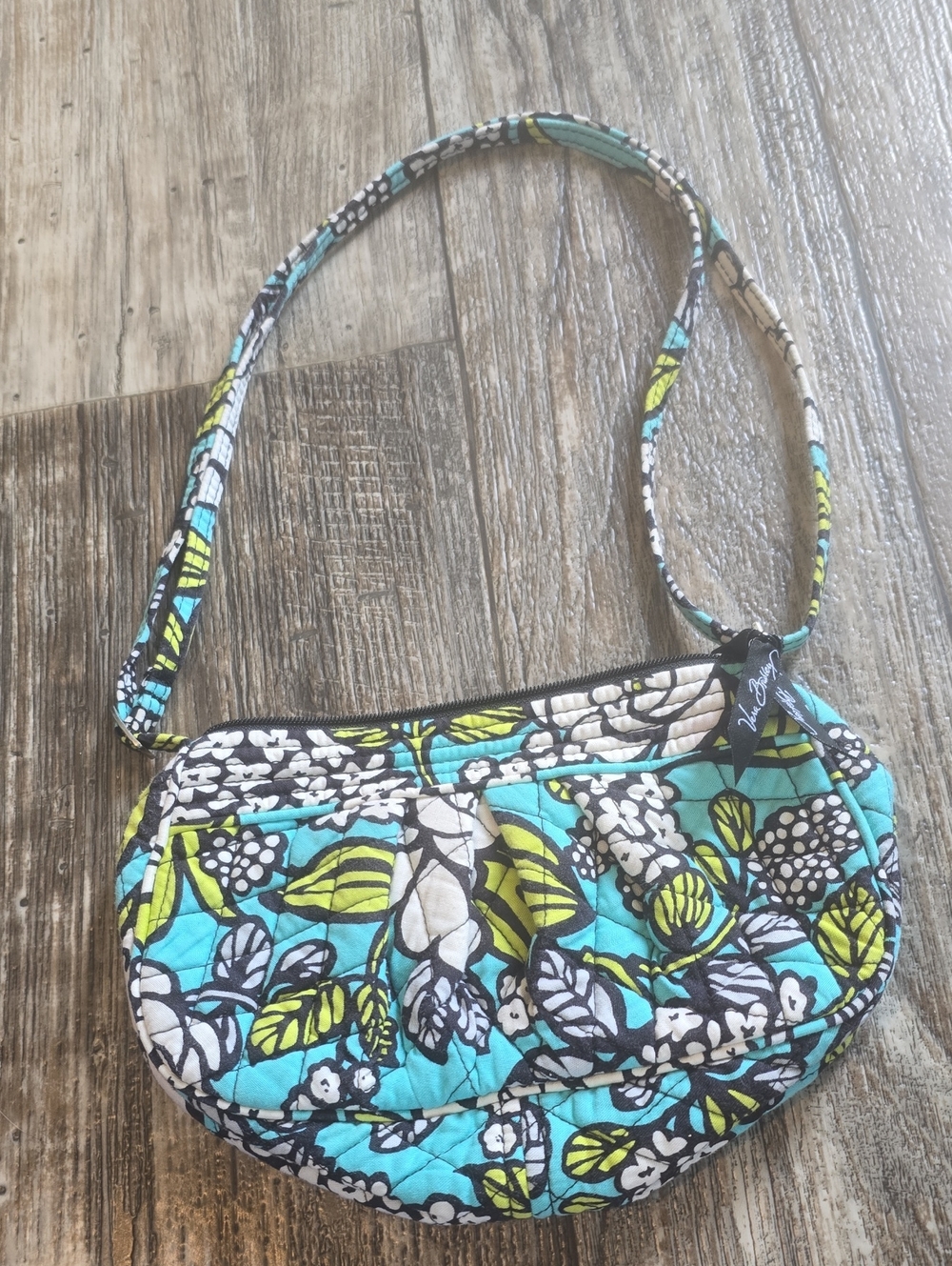 Vera Bradley Turquoise and Lime Floral Quilted Crossbody